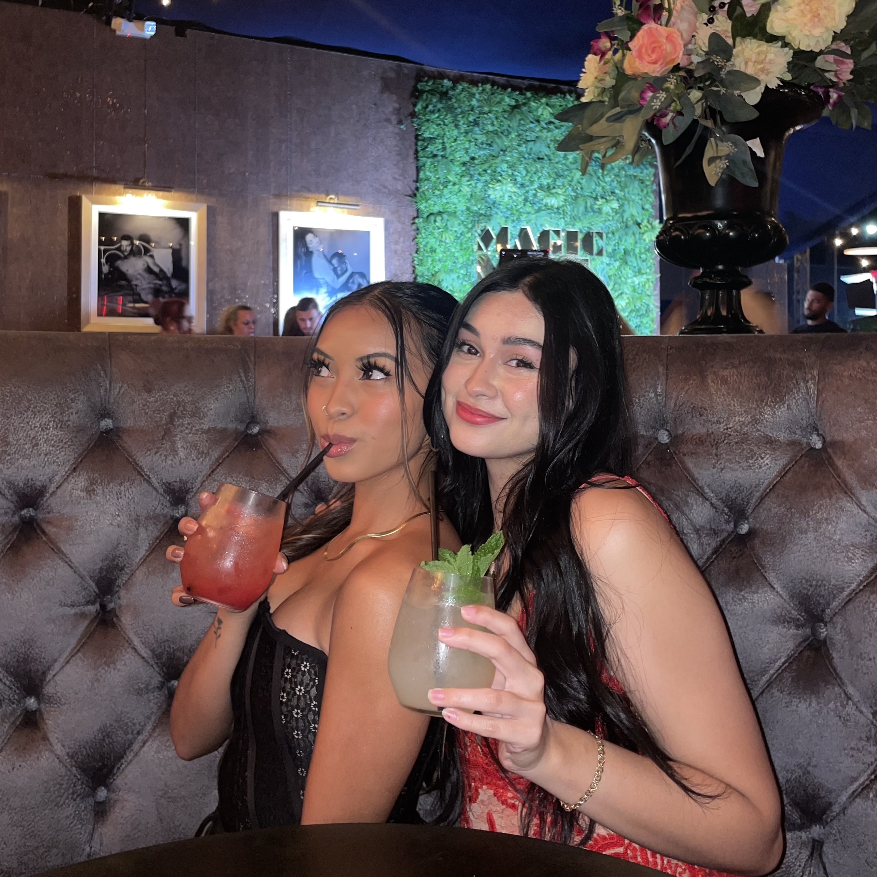 Two girls at restaurant